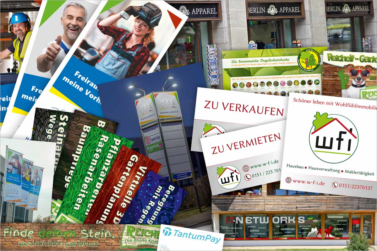 Firmenschilder + Werbebanner der Werbeagentur für Esslingen am Neckar